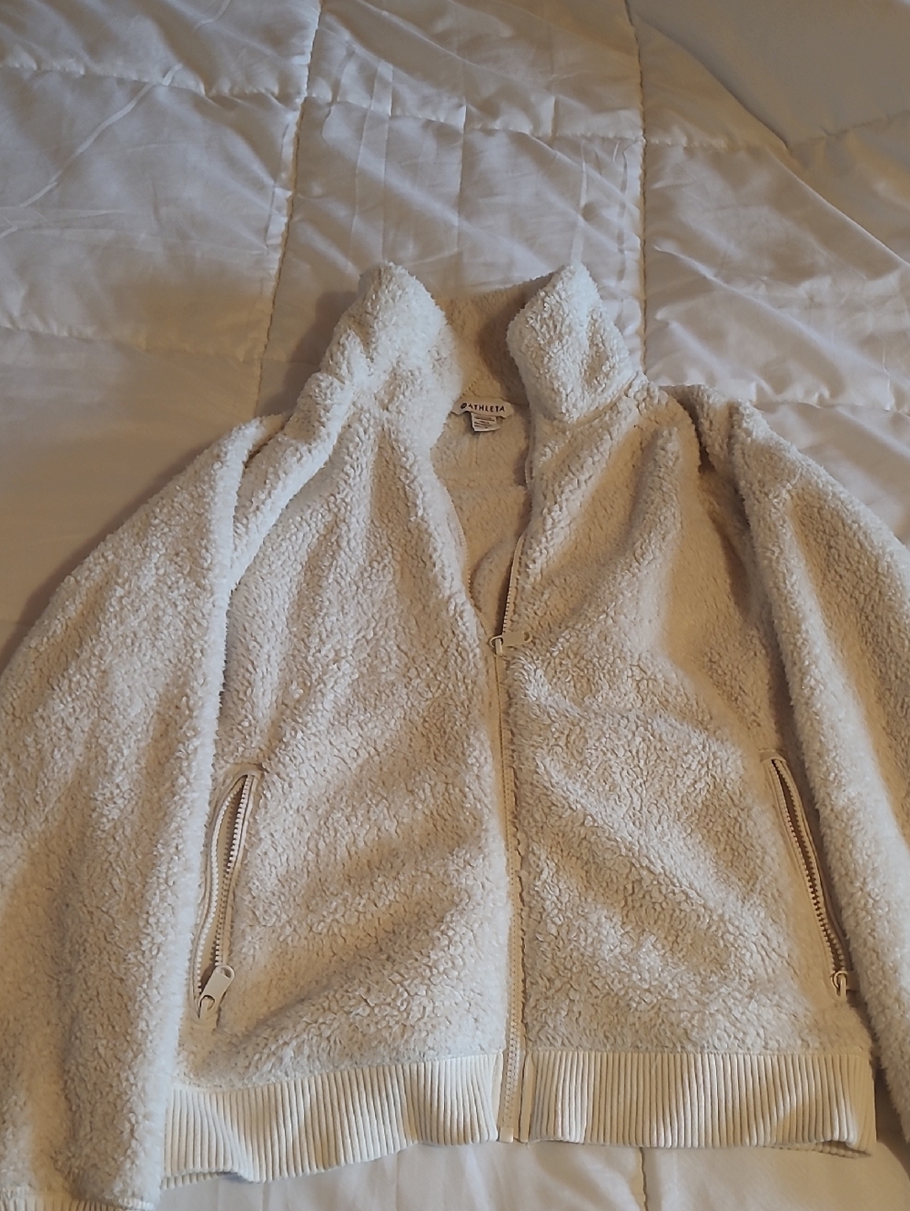 Athleta Cream Sherpa Full-Zip Jacket